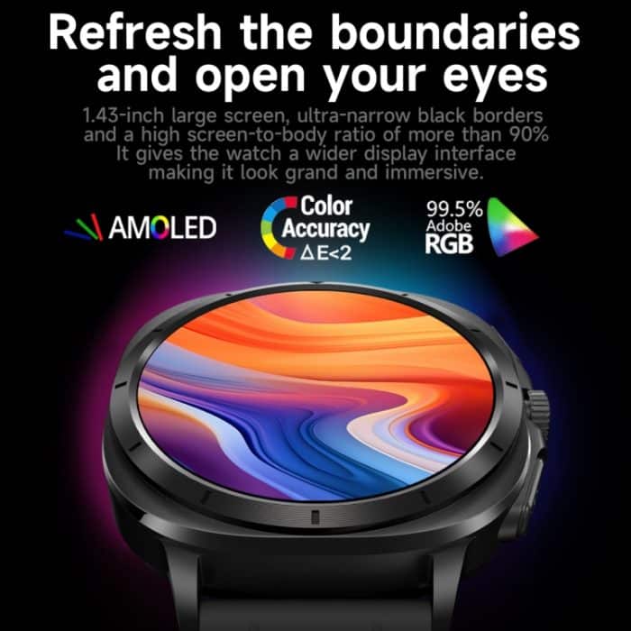 ET492 1,43 Zoll AMOLED-Bildschirm Lederarmband Smart Watch unterstützt EKG/Blutzuckerüberwachung – Bild 3