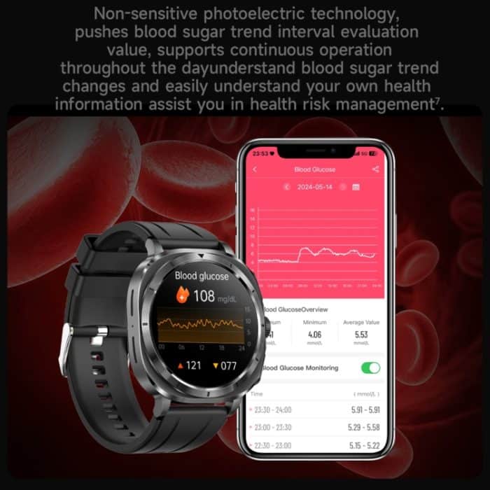 ET492 1,43 Zoll AMOLED-Bildschirm Lederarmband Smart Watch unterstützt EKG/Blutzuckerüberwachung – Bild 6