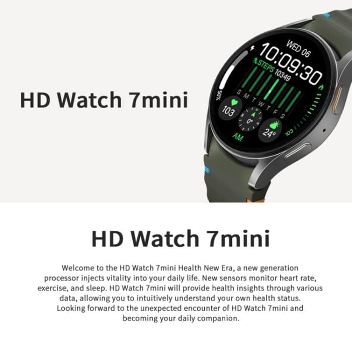 HD Watch7 Mini 1,3 Zoll AMOLED-Bildschirm Smart Watch unterstützt Herzfrequenzüberwachung/Blutsauerstoffüberwachung – Bild 3