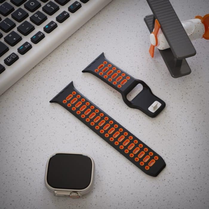 Uhrenarmband aus Silikon mit einem Nagel, zweifarbig und mehreren Löchern, For Apple Watch 46mm / 49mm / 45mm / 44mm – Bild 4