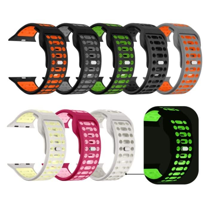 Uhrenarmband aus Silikon mit einem Nagel, zweifarbig und mehreren Löchern, For Apple Watch 46mm / 49mm / 45mm / 44mm – Bild 3