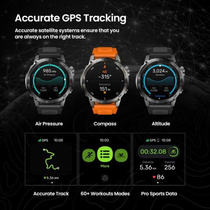 Zeblaze Stratos 2 Plus 1,43-Zoll-Bildschirm 3 ATM Gesundheits- und Fitness-GPS-Smartwatch, Stratos 2 Plus – Bild 5