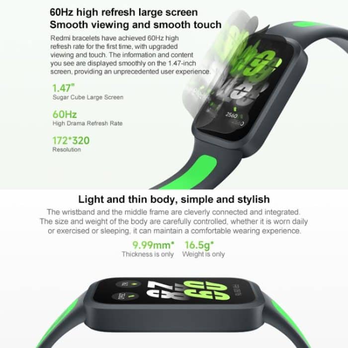 Xiaomi Redmi Band 3 Smart Band, 1,47 Zoll, Herzfrequenz-/Blutsauerstoff-Gesundheitsüberwachung – Bild 3