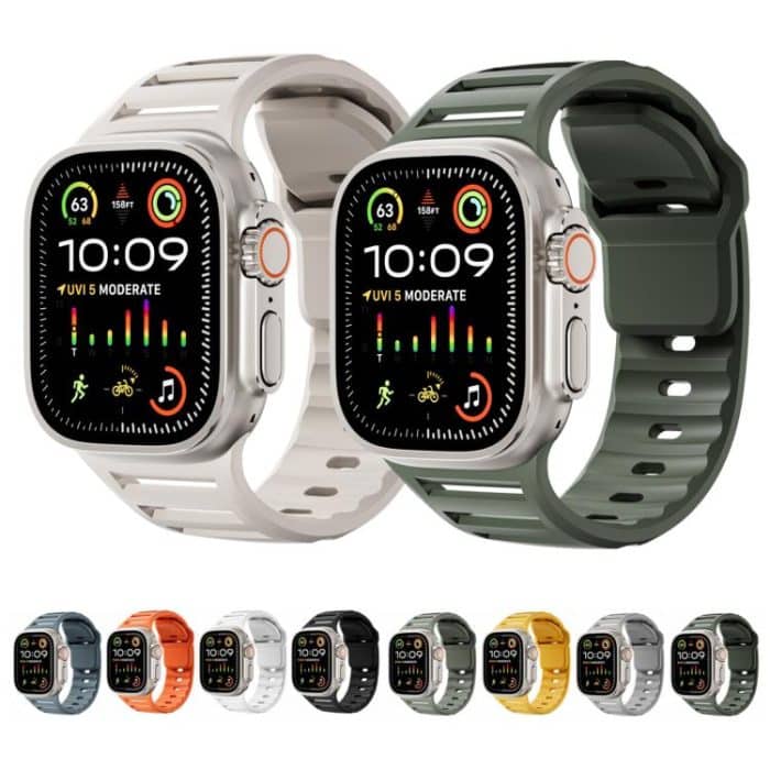 Uhrenarmband aus Silikon mit einem Nagel, zweifarbig und mehreren Löchern, For Apple Watch 46mm / 49mm / 45mm / 44mm – Bild 2