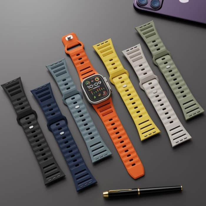 Uhrenarmband aus Silikon mit einem Nagel, zweifarbig und mehreren Löchern, For Apple Watch 46mm / 49mm / 45mm / 44mm – Bild 4