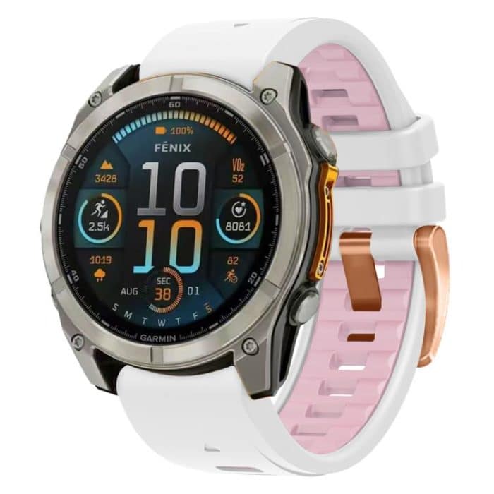 Uhrenarmband aus Silikon mit Stahlschnalle und Schnellverschluss in Roségold, For Garmin Fenix 8 AMOLED 43mm – Bild 1