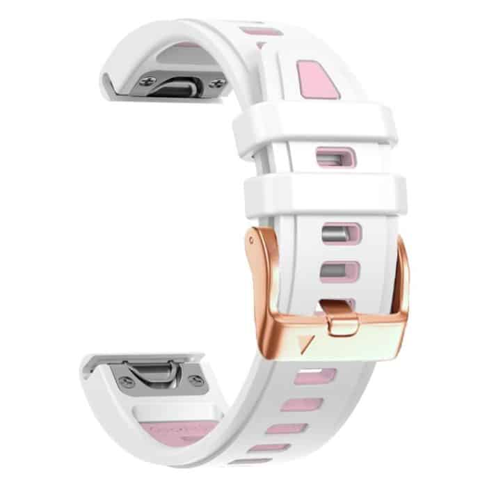 Uhrenarmband aus Silikon mit Stahlschnalle und Schnellverschluss in Roségold, For Garmin Fenix 8 AMOLED 43mm – Bild 5