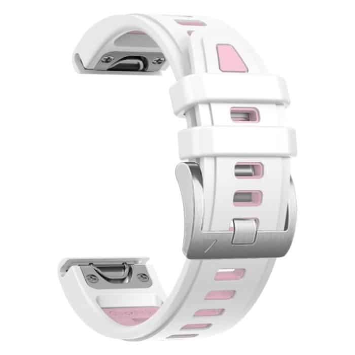 Uhrenarmband aus Silikon mit Stahlschnalle und Schnellverschluss in Silber, For Garmin Fenix 8 AMOLED 43mm – Bild 5