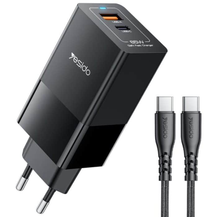 EDA007582301A.jpg Yesido YC73 65W USB und USB-C / Typ-C Dual Port GaN Schnellladegerät Set – Bild 1