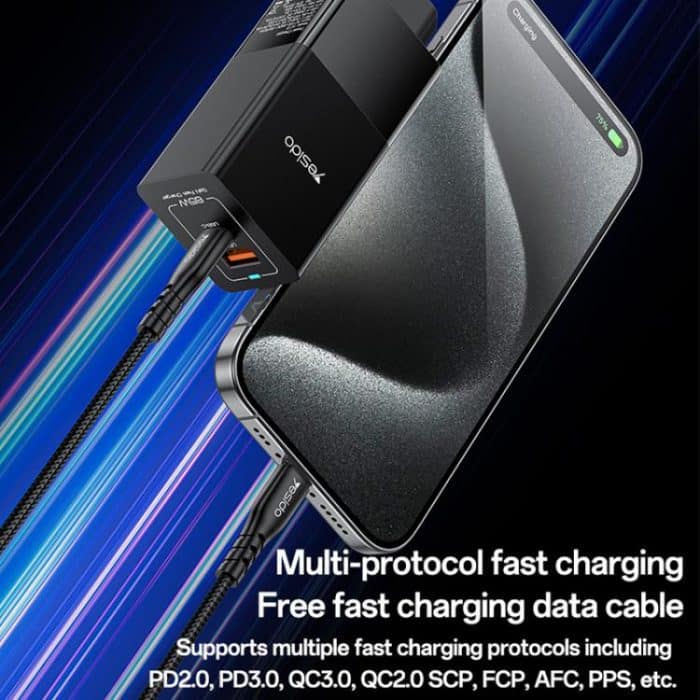 Yesido YC73 65W USB und USB-C / Typ-C Dual Port GaN Schnellladegerät Set – Bild 5