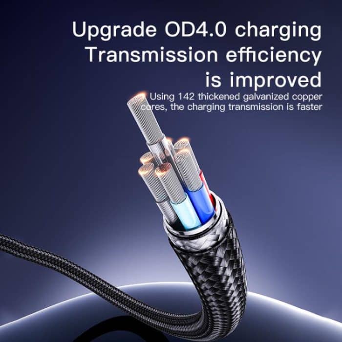 Yesido CA130C 18W 3A USB auf USB-C / Typ-C Ladedatenkabel, Länge: 2m – Bild 3