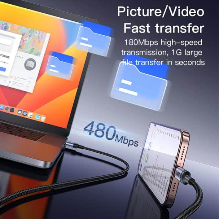 Yesido CA130C 18W 3A USB auf USB-C / Typ-C Ladedatenkabel, Länge: 2m – Bild 9