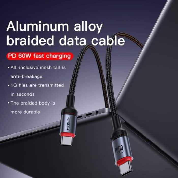Yesido CA181 PD60W 3A USB-C / Typ-C auf USB-C / Typ-C Ladedatenkabel, Länge: 1,2 m – Bild 2