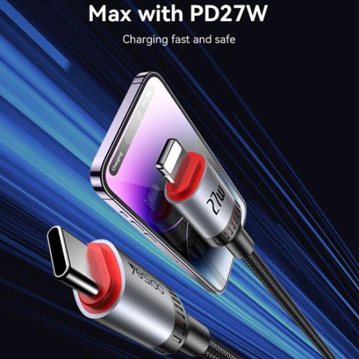 Yesido CA184 PD27W 3A USB-C / Typ-C auf 8-Pin Ladedatenkabel, Länge: 2m – Bild 3