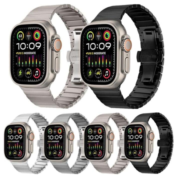Uhrenarmband aus Titanlegierung mit Schmetterlingsverschluss und einer Perle, For Apple Watch 46mm / 49mm / 45mm / 44mm – Bild 2