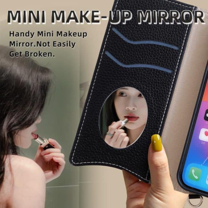 Crossbody-Kette mit Fischschwanz-Motiv, Litschi-Leder, Handyhülle, For iPhone 16e – Bild 6