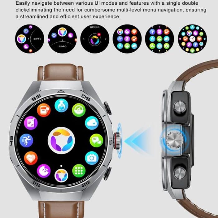 GT97 1,53 Zoll runder Bildschirm 2-in-1 Bluetooth-Kopfhörer Silikonarmband Smart Watch unterstützt Bluetooth-Anrufe – Bild 4