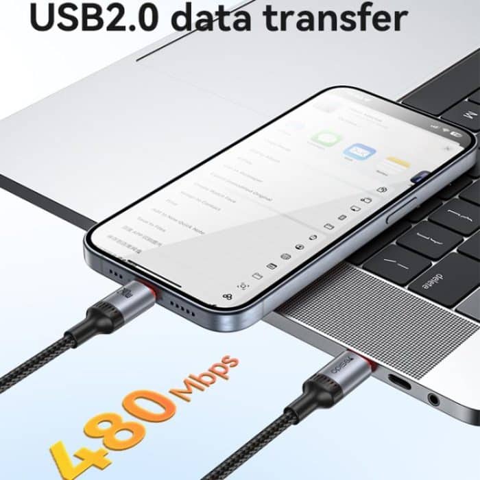 Yesido CA186 240W Typ-C auf Typ-C Datenkabel aus Aluminiumlegierung, Länge: 2 m – Bild 8