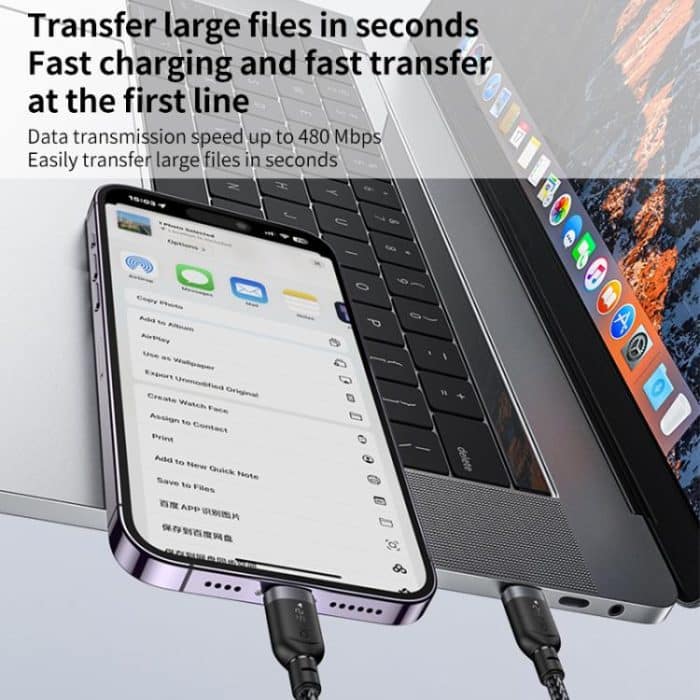 Yesido CA187 27W Typ-C auf 8-poliges Datenkabel aus Aluminiumlegierung, Länge: 0,3 m – Bild 9