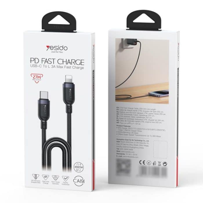 Yesido CA191 27W Typ-C auf 8-poliges Datenkabel aus Aluminiumlegierung, Länge: 2 m – Bild 10