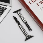 Schmales Uhrenarmband aus Metall mit Diamanten im Zugabschnitt, For Apple Watch 46mm / 49mm / 45mm / 44mm, For Apple Watch 42mm / 41mm / 40mm / 38mm – Bild 5