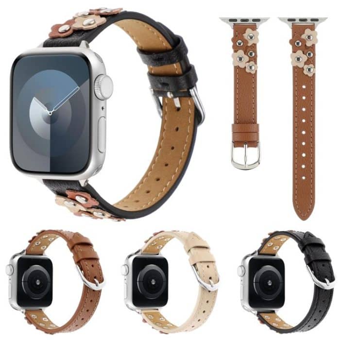 Kalebol Studded Flower Leather Strap, For Apple Watch 46mm / 49mm / 45mm / 44mm, For Apple Watch 42mm / 41mm / 40mm / 38mm – Bild 2
