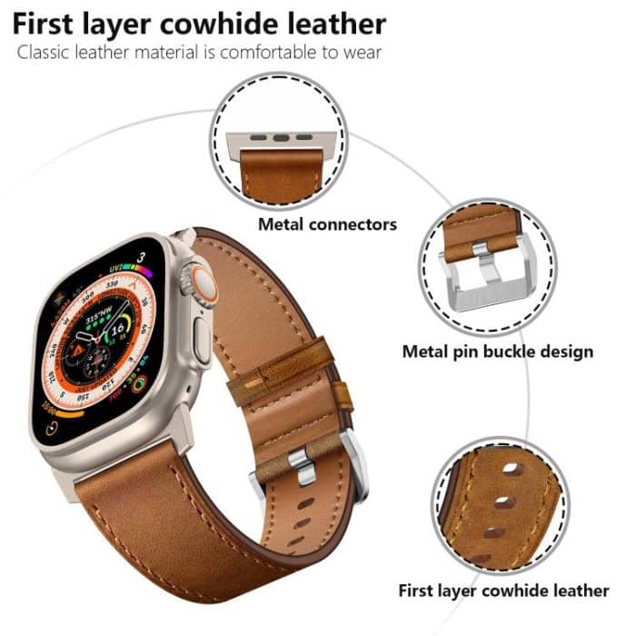 Kalebol Genuine Leather Watch Band, For Apple Watch 46mm / 49mm / 45mm / 44mm – Bild 3