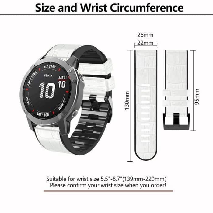 Kalebol Crocodile Texture Silicone Leather Watch Band, For Garmin QuickFit 22mm, For Garmin QuickFit 26mm – Bild 4