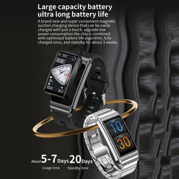 K80 1.57 inch Steel Band IP67 Earphone Detachable Smart Watch, Support Bluetooth Call, Steel Band (Black), Steel Band (Silver), Steel Band (Gold) – Bild 11