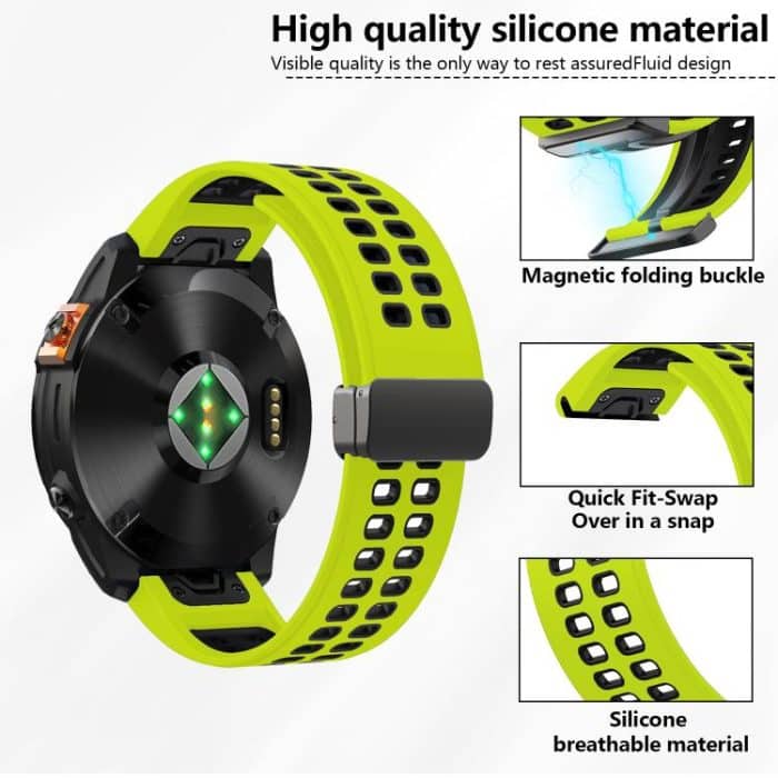 Kalebol Two-color Magnetic Silicone Watch Band, For Garmin QuickFit 26mm – Bild 3