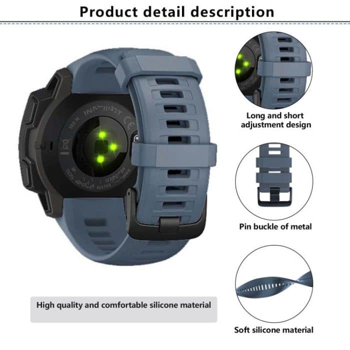 Kalebol Steel Buckle Silicone Watch Band, For Garmin Instinct 22mm – Bild 3