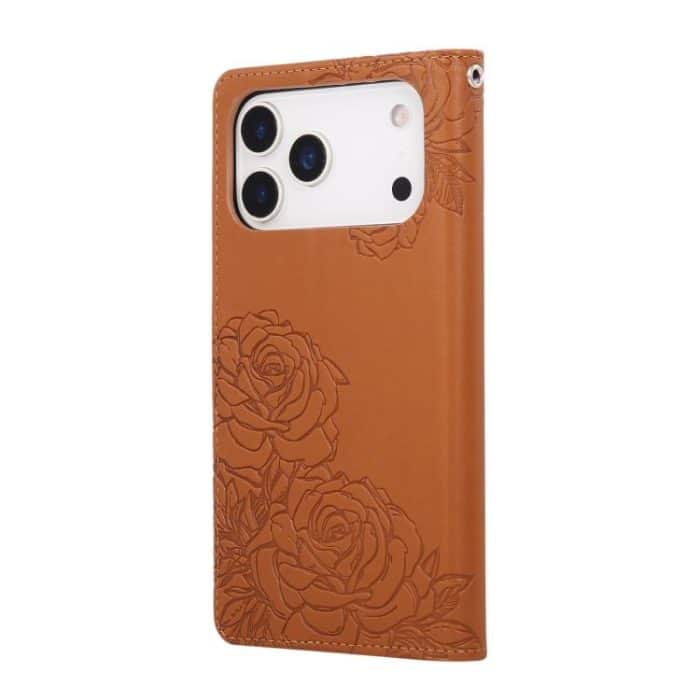 Rose Flower Embossed 3-Card Slots Leather Phone Case, For iPhone 16e, For iPhone 16 Pro Max, For iPhone 16 Pro, For iPhone 16 Plus – Bild 3