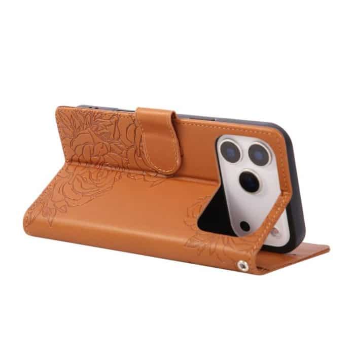 Rose Flower Embossed 3-Card Slots Leather Phone Case, For iPhone 16e, For iPhone 16 Pro Max, For iPhone 16 Pro, For iPhone 16 Plus – Bild 5