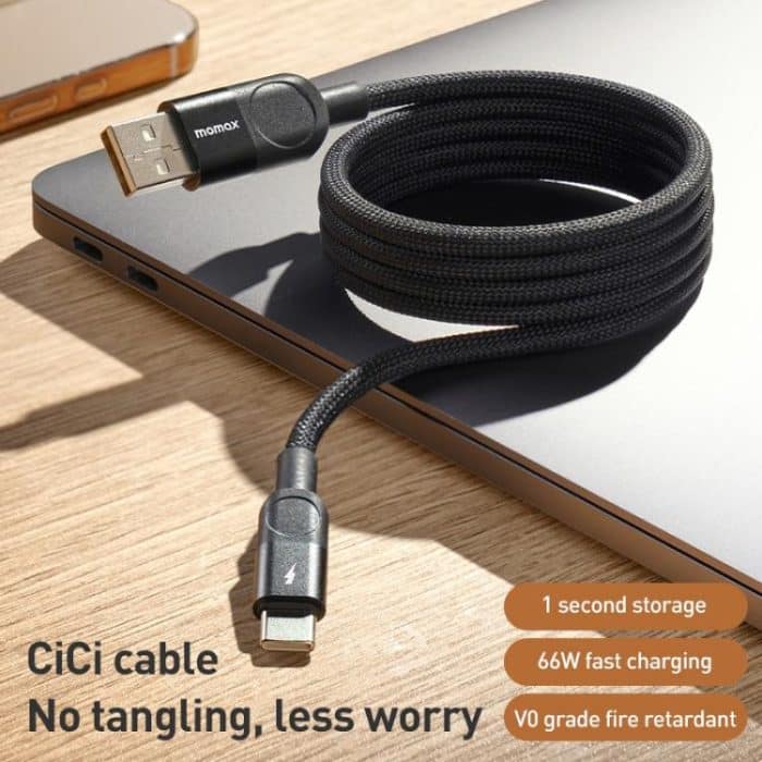 MOMAX Mag.Link DA57 66W USB to USB-C / Type-C Magnetic Braided Fast Charging Cable – Bild 3
