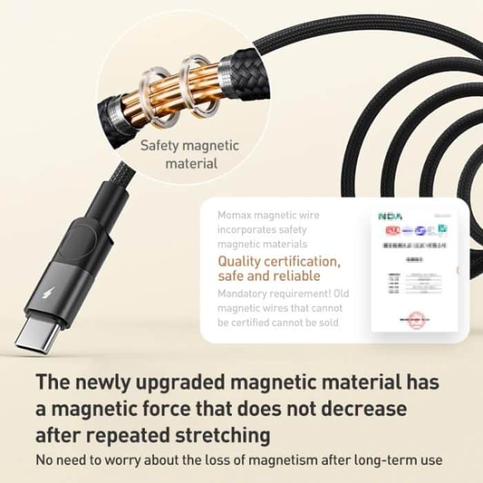 MOMAX Mag.Link DA57 66W USB to USB-C / Type-C Magnetic Braided Fast Charging Cable – Bild 6