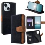 Color Stitching Skin Feel Leather RFID Blocking Phone Case, For iPhone 16, For iPhone 15 Pro Max, For iPhone 15 Pro, For iPhone 15 Plus