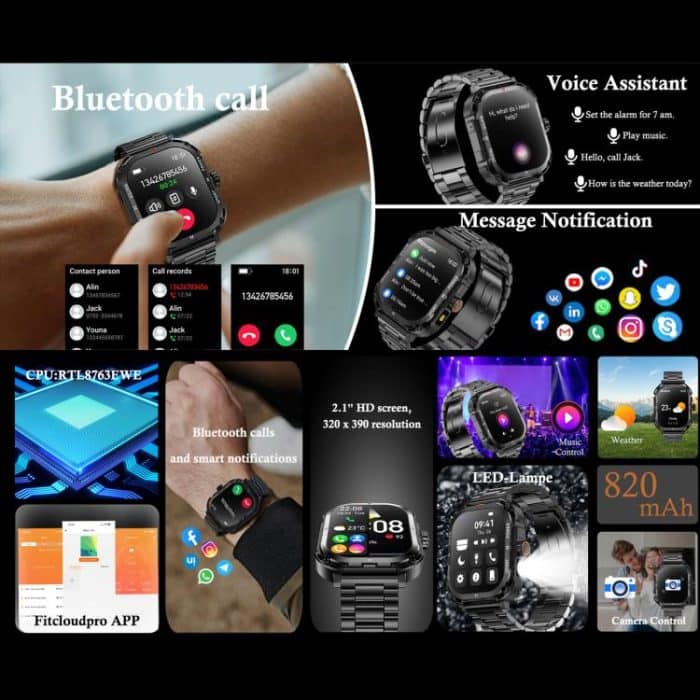 LF37 2.1 inch BT Call Smart Watch, Support Blood Oxygen / Heart Rate / Female Menstrual – Bild 2