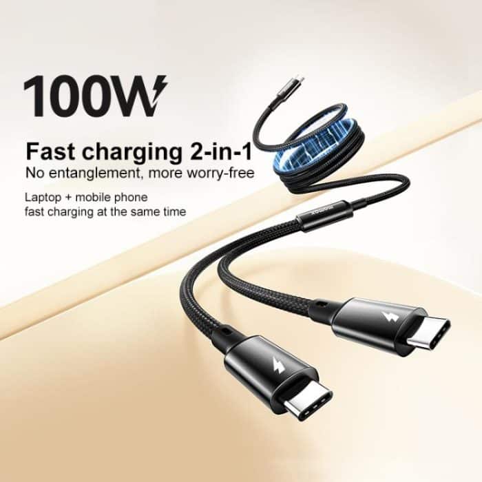 MOMAX DC85D Mag.Link 100W Type-C to Type-C 2 in 1 Magnetic Braided Data Cable, Length:1.5m – Bild 4