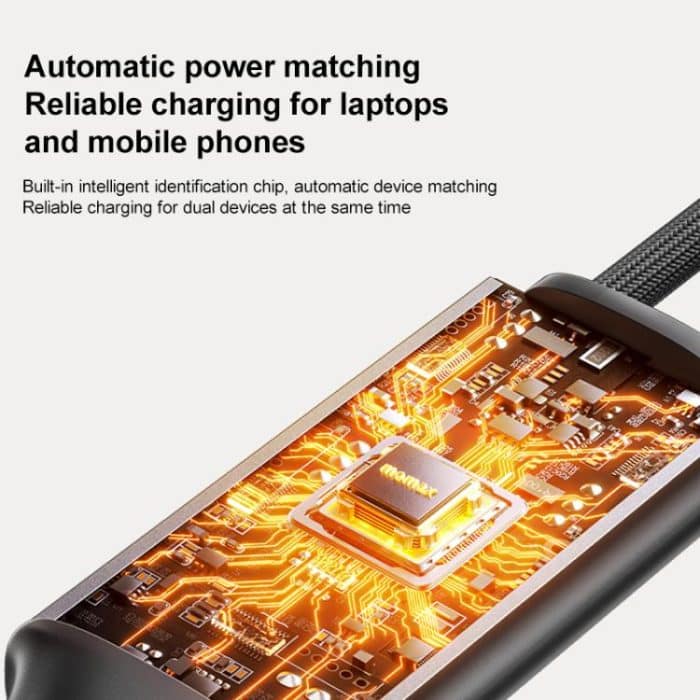 MOMAX DC85D Mag.Link 100W Type-C to Type-C 2 in 1 Magnetic Braided Data Cable, Length:1.5m – Bild 6