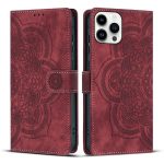 Mandala Embossed Retro Frosted Leather Phone Case, For iPhone 16, For iPhone 15 Pro Max, For iPhone 15 Pro, For iPhone 15 Plus