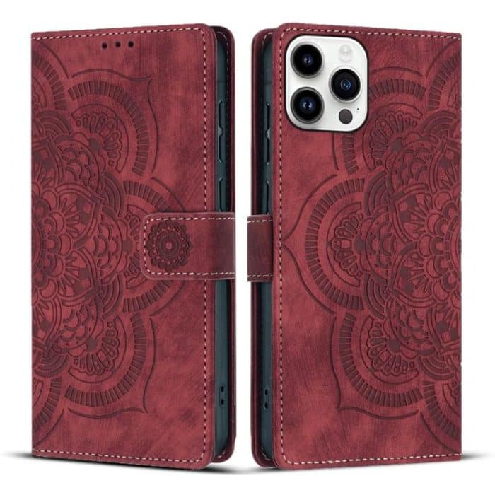 Mandala Embossed Retro Frosted Leather Phone Case, For iPhone 15, For iPhone 14 Plus, For iPhone 14 / 13, For iPhone 14 Pro – Bild 1