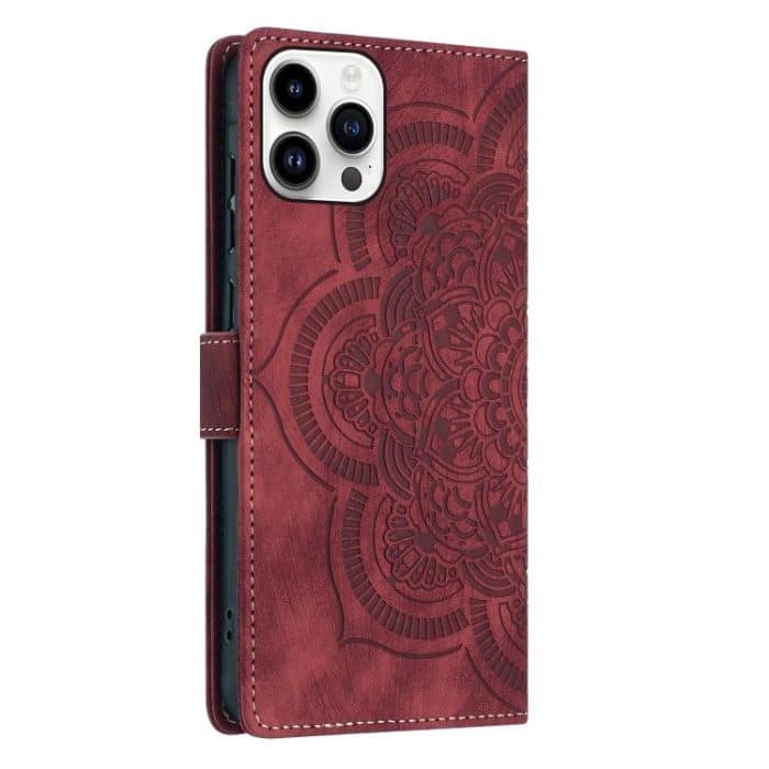 Mandala Embossed Retro Frosted Leather Phone Case, For iPhone 15, For iPhone 14 Plus, For iPhone 14 / 13, For iPhone 14 Pro – Bild 3