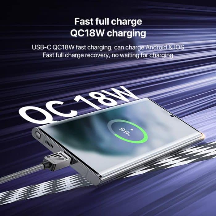 Yesido CA135C 18W 3A USB to USB-C / Type-C Zinc Alloy Data Cable – Bild 3