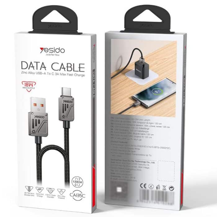 Yesido CA135C 18W 3A USB to USB-C / Type-C Zinc Alloy Data Cable – Bild 10