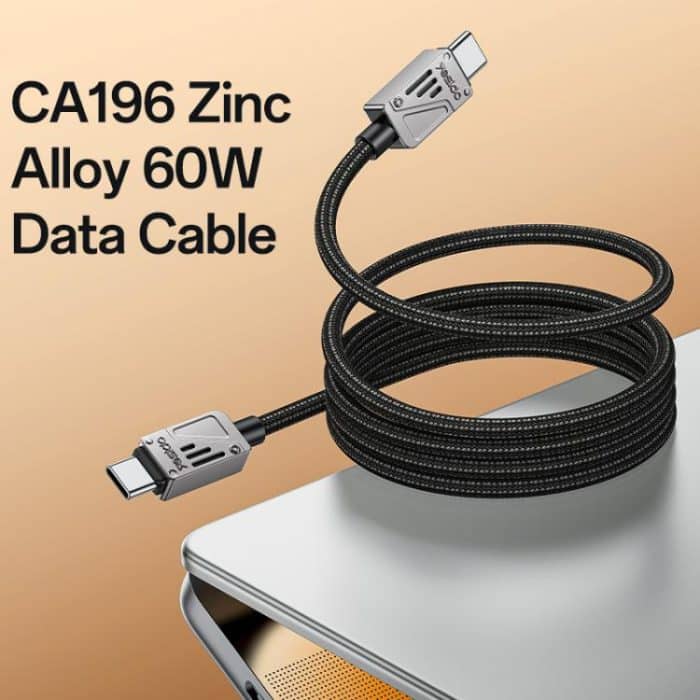 Yesido CA196 60W 3A USB-C / Type-C to Type-C Zinc Alloy Data Cable – Bild 2