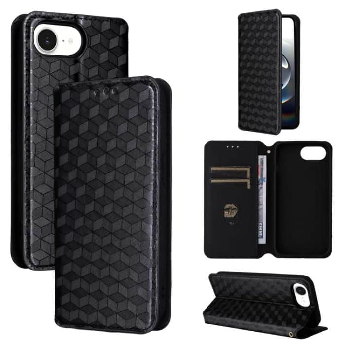 Cubic Grid Texture Flip Leather Phone Case, For iPhone 16e, For iPhone 16 Pro Max, For iPhone 16 Pro, For iPhone 16 Plus – Bild 1