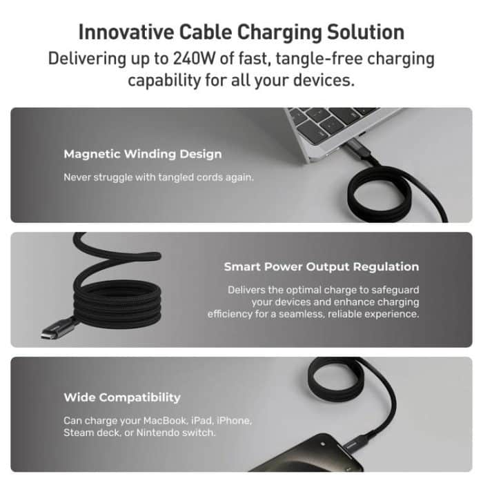 Momax Mag.Link Magnetic 240W USB-C / Type-C to USB-C / Type-C Data Cable – Bild 7