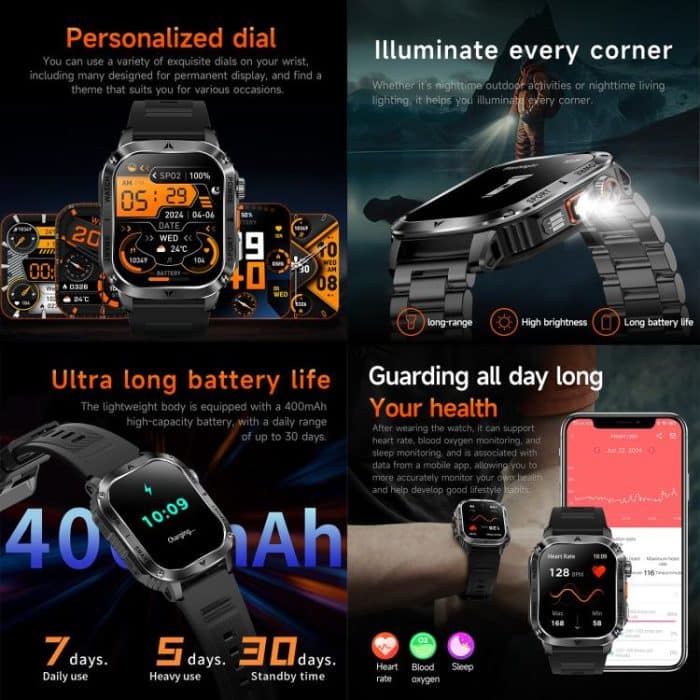 AK80 BT Call Smart Watch, Support Blood Oxygen / Blood Pressure / Heart Rate / Sports Health Monitoring Fitness Tracker – Bild 4