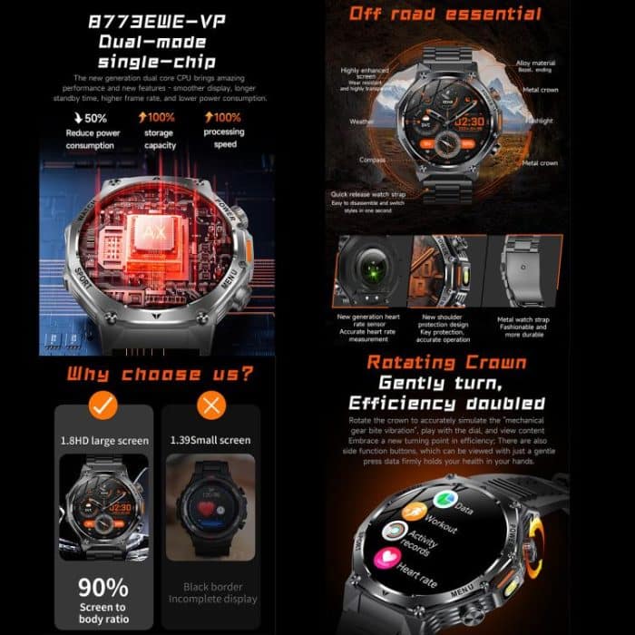 AK82 BT Call Smart Watch, Support Blood Oxygen / Blood Pressure / Heart Rate / Sports Health Monitoring Fitness Tracker – Bild 3