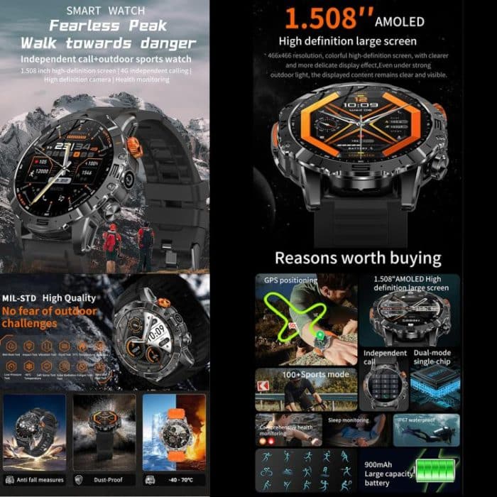 BH11 4G LTE Android 8.1 Smart Watch, 2GB+16GB, Unisoc 8541 Quad Core, Support Heart Rate / Blood Oxygen – Bild 2